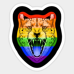 illustrated CHEETAH PRIDE series (gay pride flag) rainbow ROYGBIV Sticker